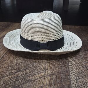 August Hat Co. Wide Brim Straw Hat with Black Ribbon Cottagecore